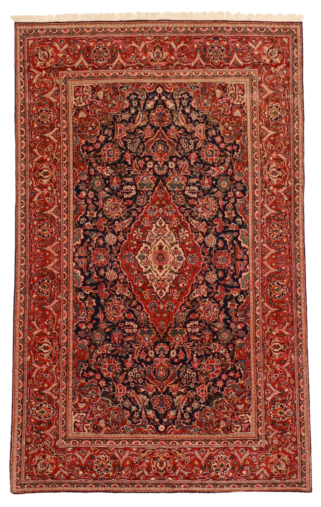 4.4 x 7 - Kashan Wool Traditional Rectangle - Finest Hand-Knotted Quality Wool — 62484