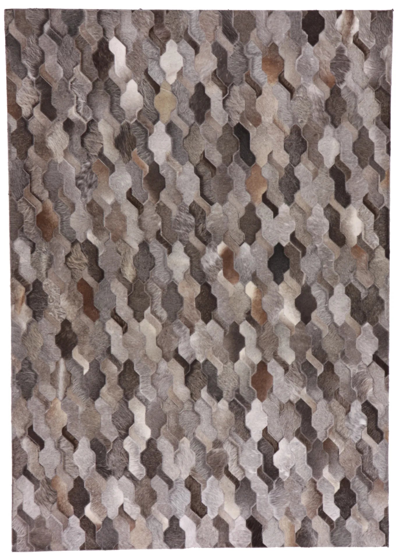 W 5 - L 7 - Cowhide Leather Contemporary Rectangle - Finest Hand-Knotted Quality Wool - 62920