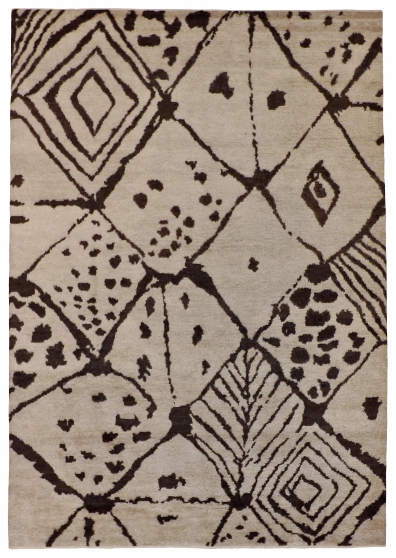 6.3 x 9.2 - Moroccan Wool Contemporary Rectangle - Finest Hand-Knotted Quality Wool — 62945