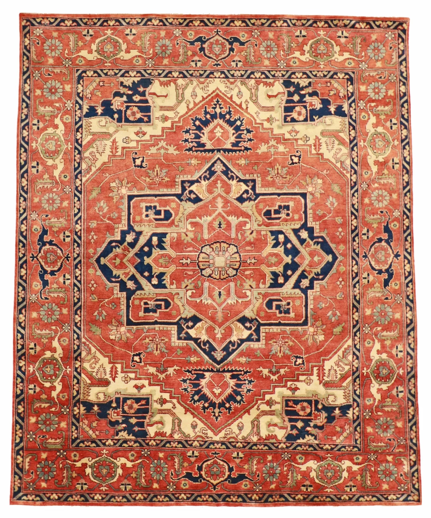 8.1 x 9.10 - Serapie Wool Traditional Rectangle - Finest Hand-Knotted Quality Wool — 62951