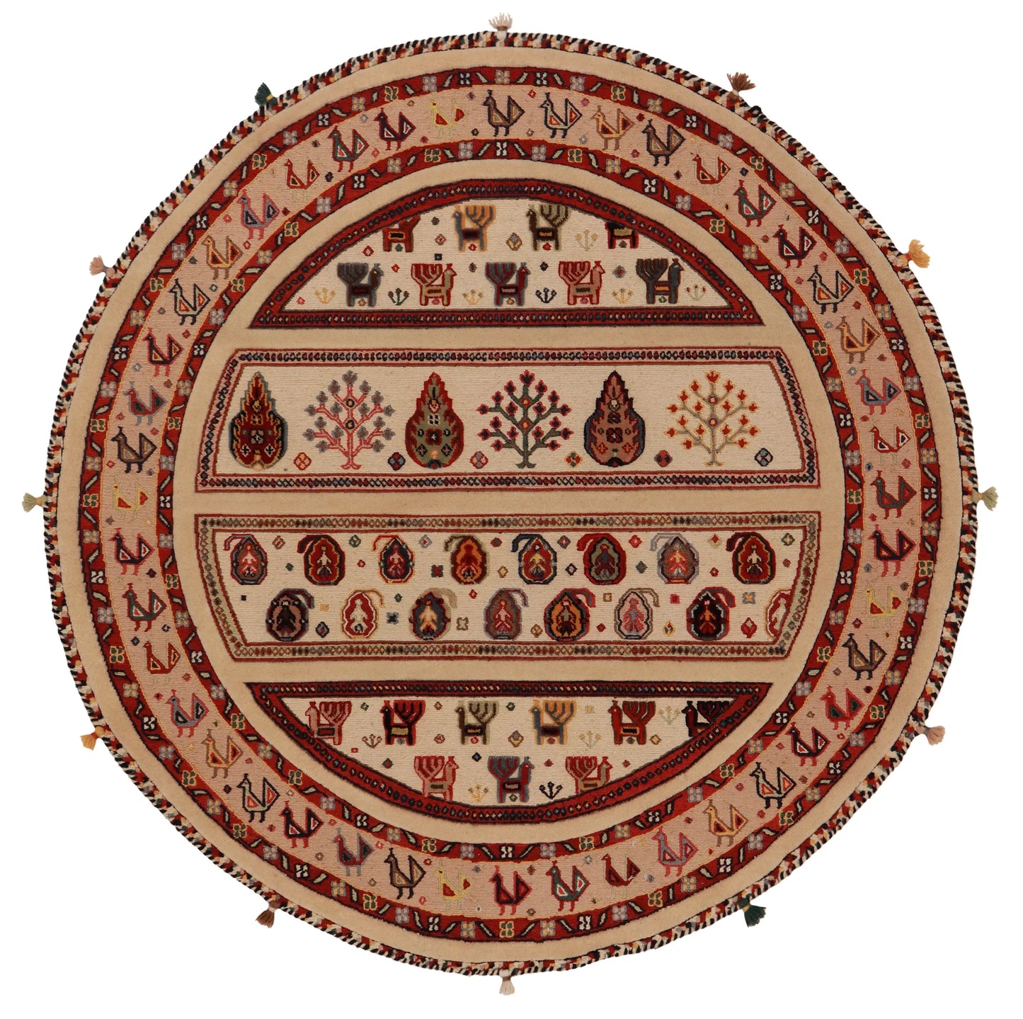 4.4 x 4.4 - Baluch Fine/Wool All Over Oval - Finest Hand-Knotted Quality Wool — 63010