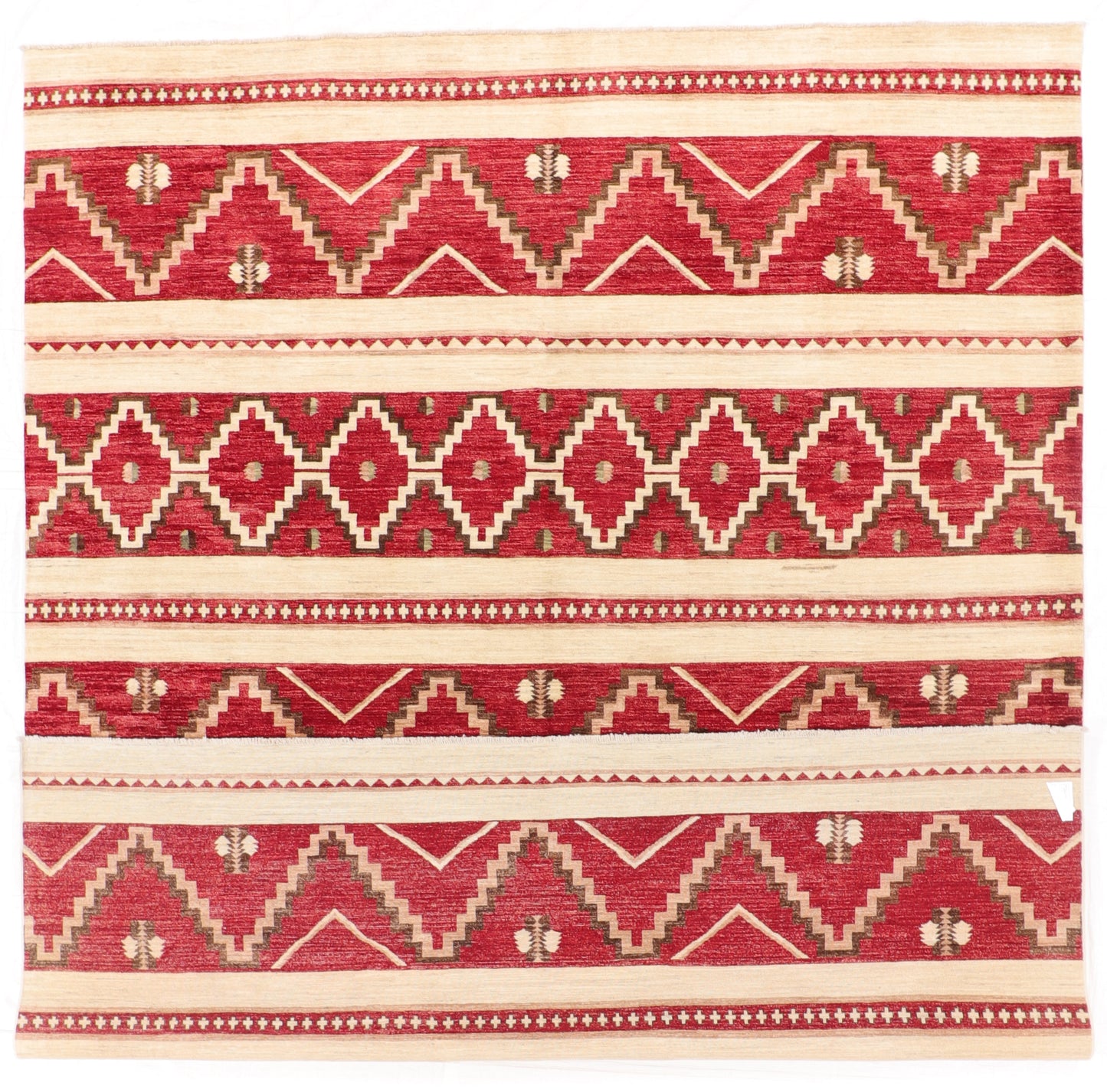 W 9 L 11 Mountain Modern 100% Wool Handmade All Over Geometric Design - 63175