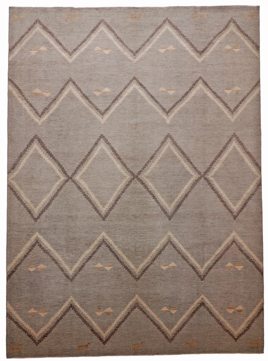 10.1 x 13.8 - Mountain Modern Wool Western Rectangle - Finest Hand-Knotted Quality Wool — 63299