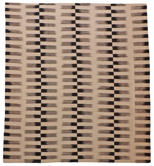 W 8.4 - L 9.5 - Kilim Fine/Wool Geometric Rectangle - Finest Hand-Made Quality Wool - 63329