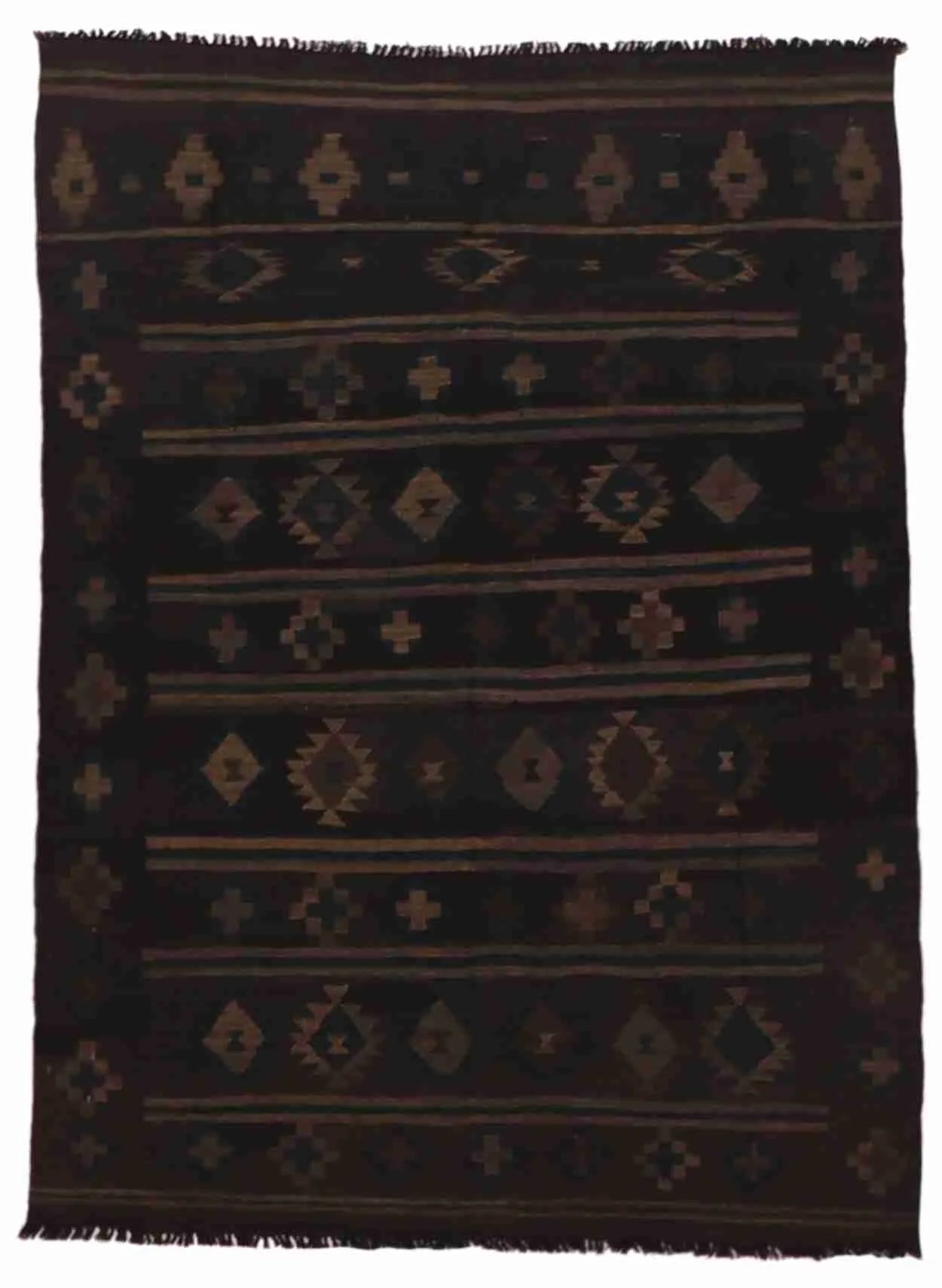 5 x 6.8 - Kilim Fine/Wool Geometric Rectangle - Finest Hand-Made Quality Wool - 63339