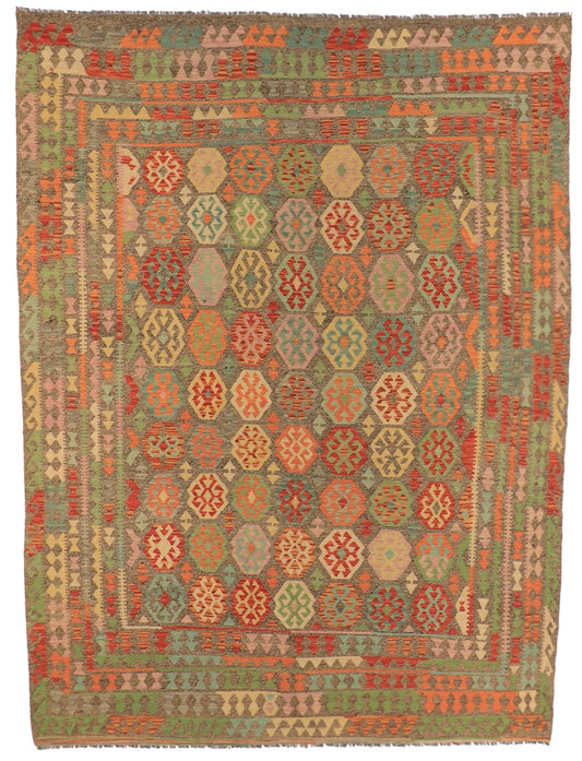 W 8.4 - L 11.3 - Kilim Fine/Wool All Over Rectangle - Finest Hand-Made Quality Wool - 63655