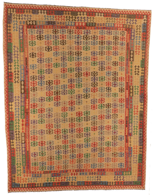 10 x 12.9 - Kilim Fine/Wool All Over Rectangle - Finest Hand-Knotted Quality Wool — 63657