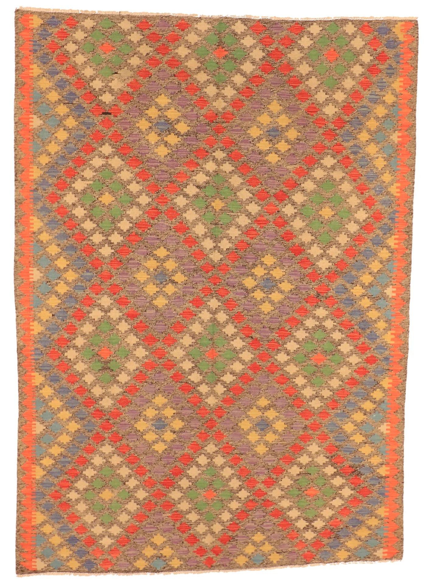 5.6 x 7.9 - Kilim Fine/Wool All Over Rectangle - Finest Hand-Made Quality Wool - 63693