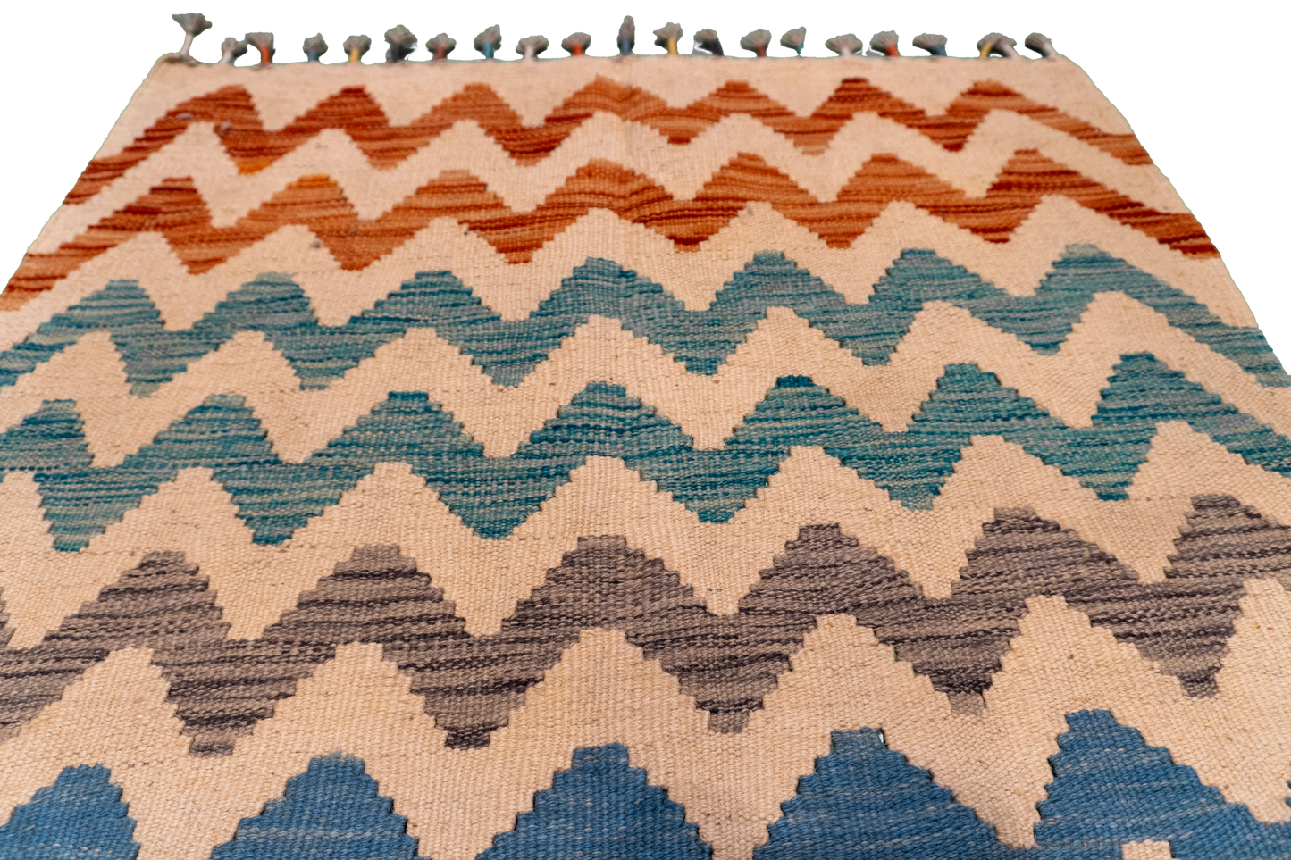 W 2.8 L 4.1 Kilim 100% Wool Hand-Woven All-Over Design - 63698