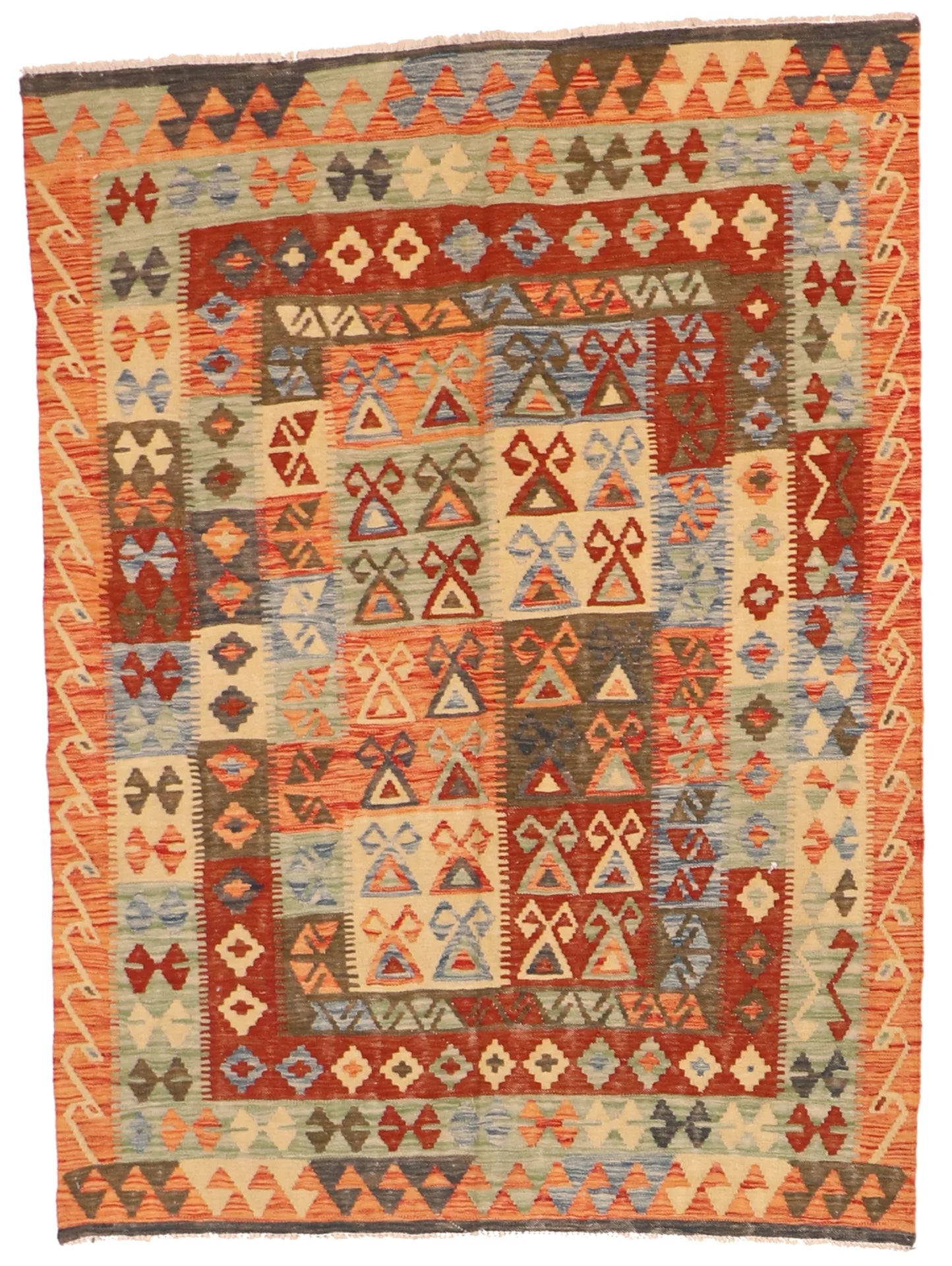 4.8 x 6.3 - Kilim Fine/Wool All Over Rectangle - Finest Hand-Made Quality Wool — 63719
