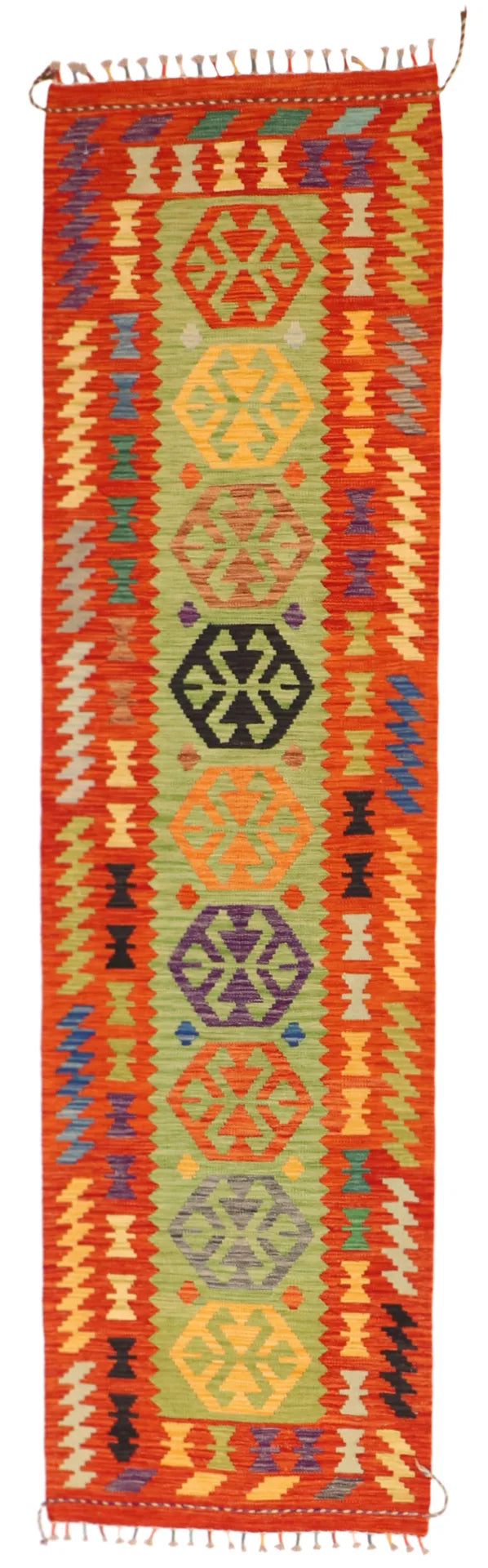 2.8 x 9.6 - Kilim Fine/Wool All Over Rectangle - Finest Hand-Made Quality Wool — 63726