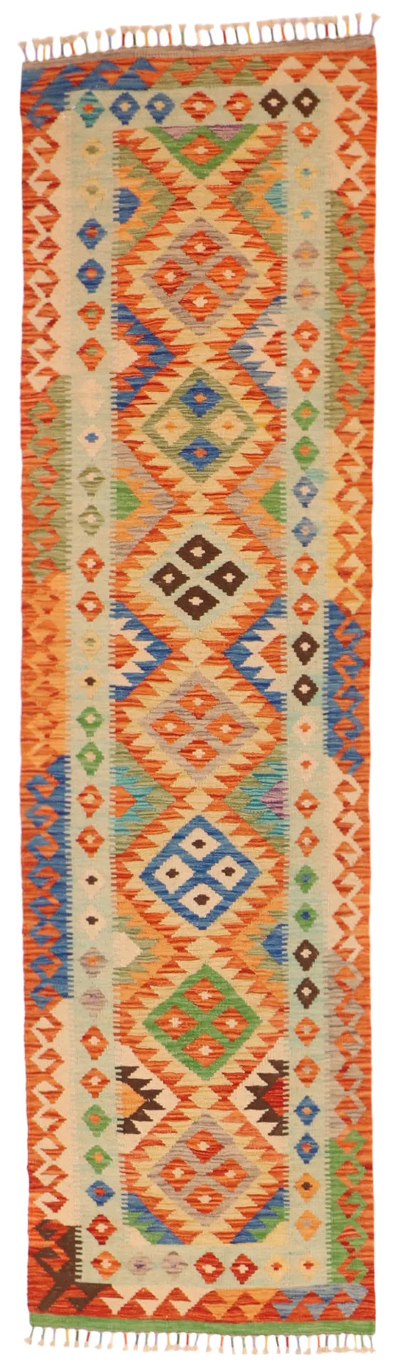 2.8 x 9.6 - Kilim Fine/Wool All Over Rectangle - Finest Hand-Made Quality Wool — 63728