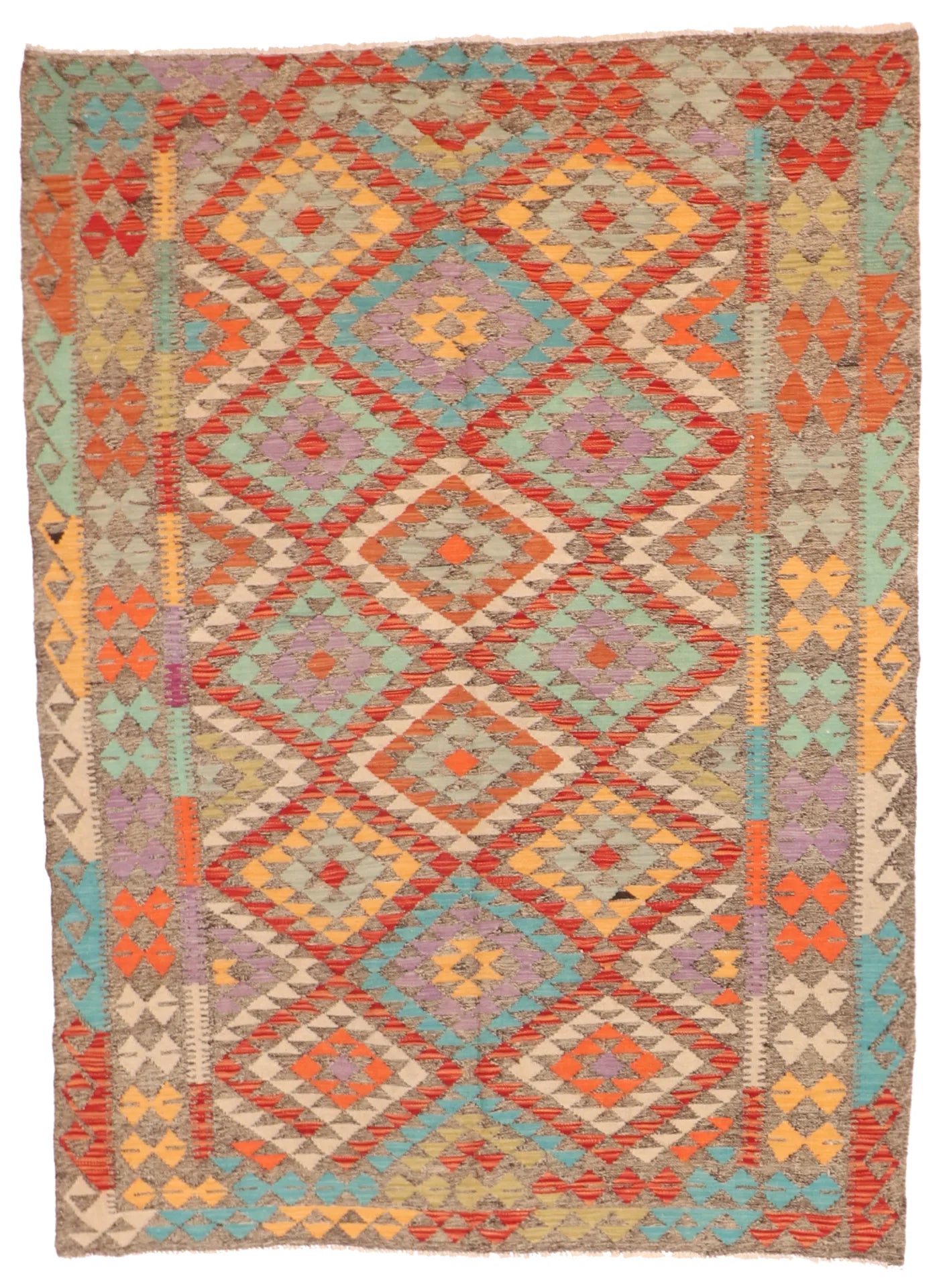 6 x 8 - Kilim Fine/Wool All Over Rectangle - Finest Hand-Made Quality Wool - 63751