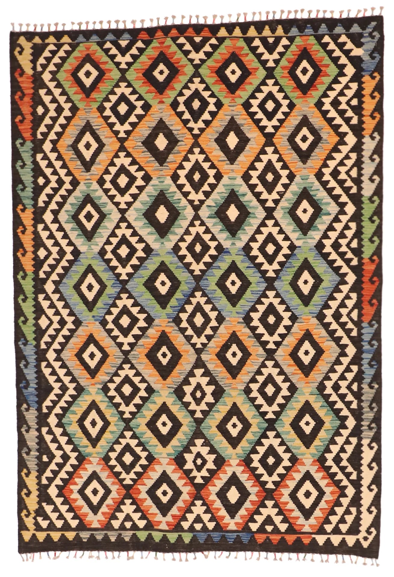 5.8 x 8.1 - Kilim Fine/Wool All Over Rectangle - Finest Hand-Made Quality Wool - 63753