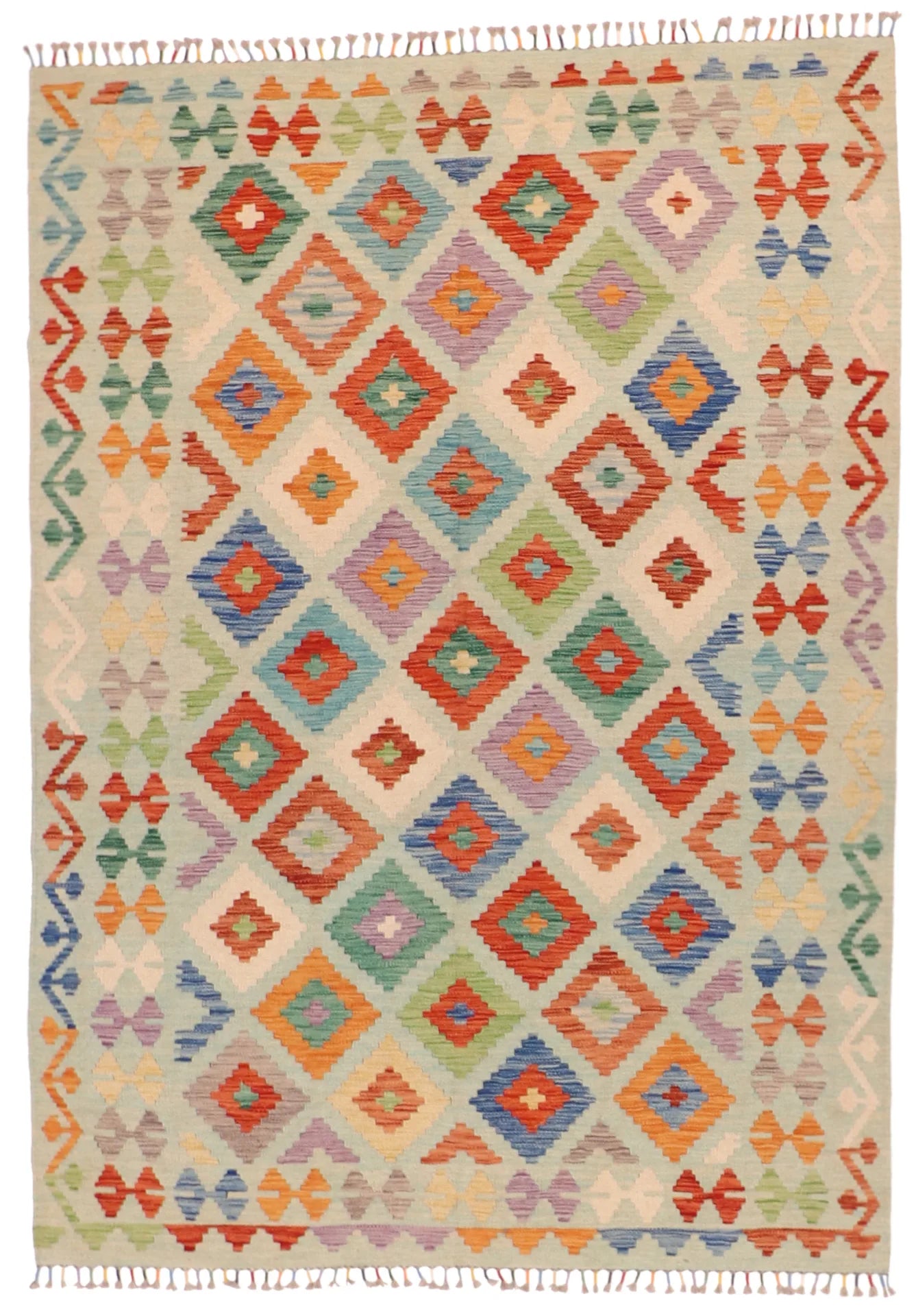 5.7 x 7.9 - Kilim Fine/Wool All Over Rectangle - Finest Hand-Made Quality Wool - 63765