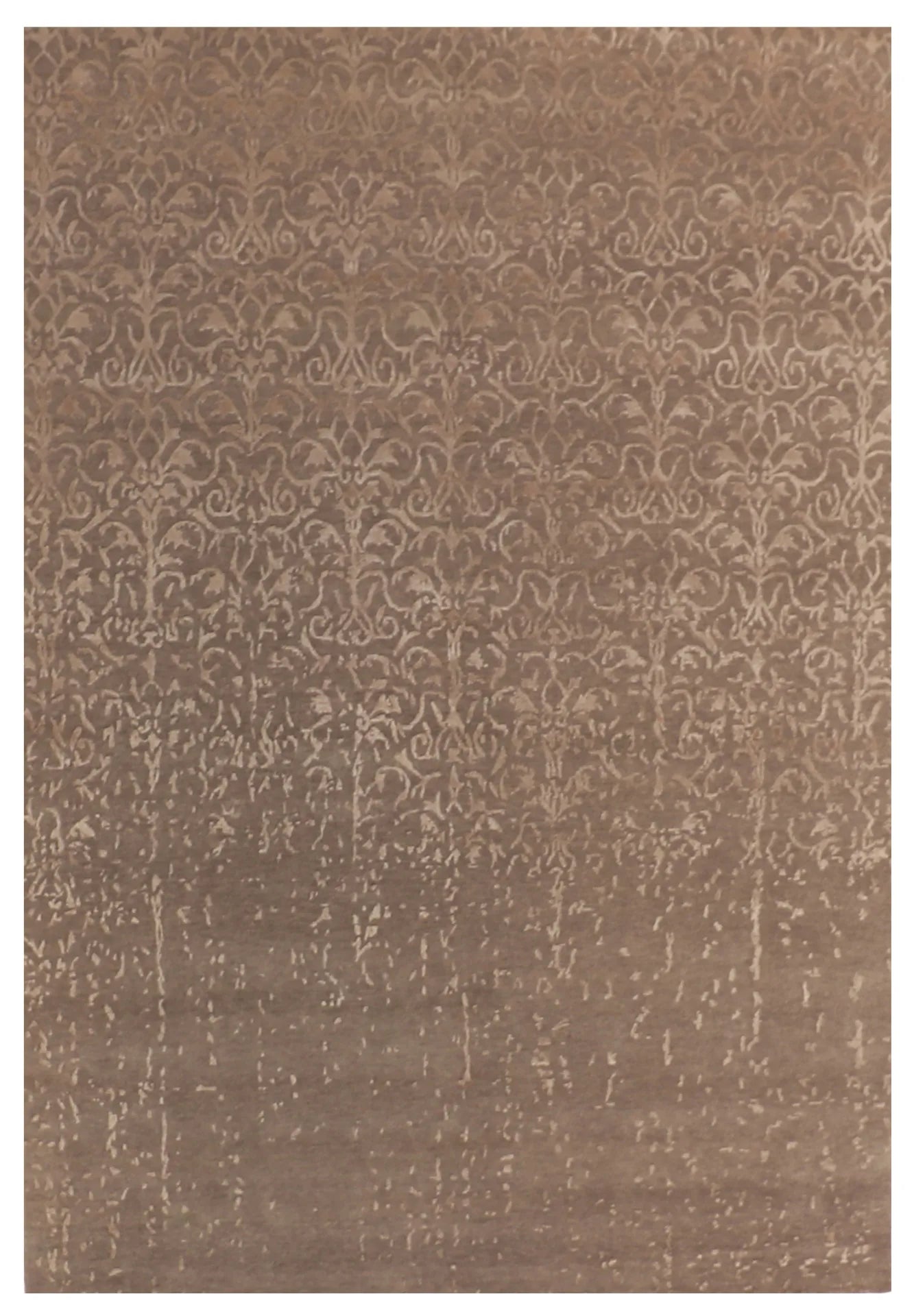 6.1 x 8.10 - Modern Wool/Silk Contemporary Rectangle - Finest Hand-Knotted Quality Wool — 63810