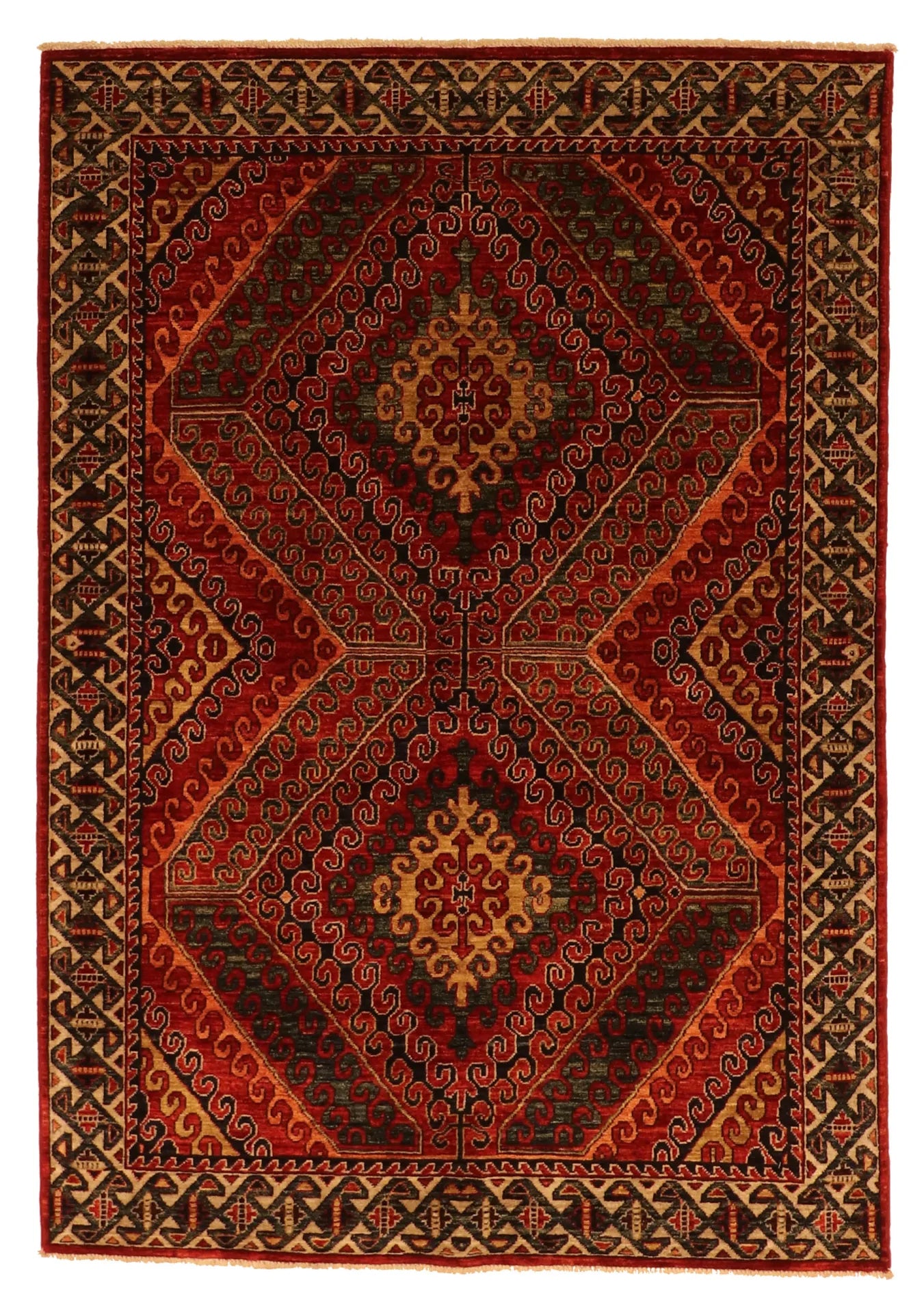 4.1 x 6 - Gegem Wool Traditional Rectangle - Finest Hand-Knotted Quality Wool — 64235
