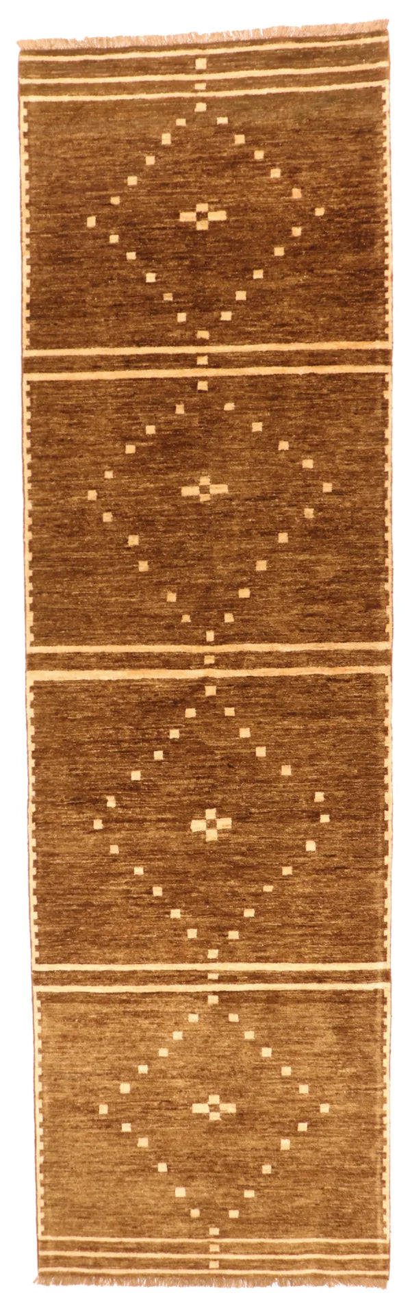 3.4 x 11.6 - Mountain Modern Fine/Wool Geometric Rectangle - Finest Hand-Knotted Quality Wool — 64290
