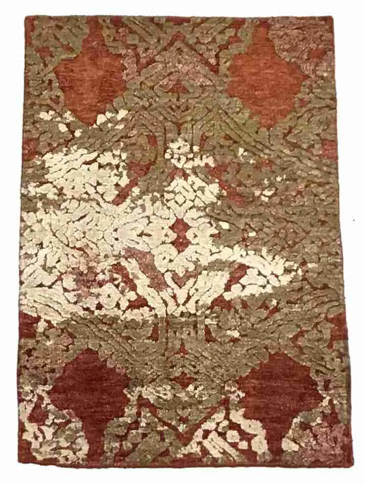 2 x 3 - Modern Wool/Silk All Over Rectangle - Finest Hand-Knotted Quality Wool/Silk — 64506