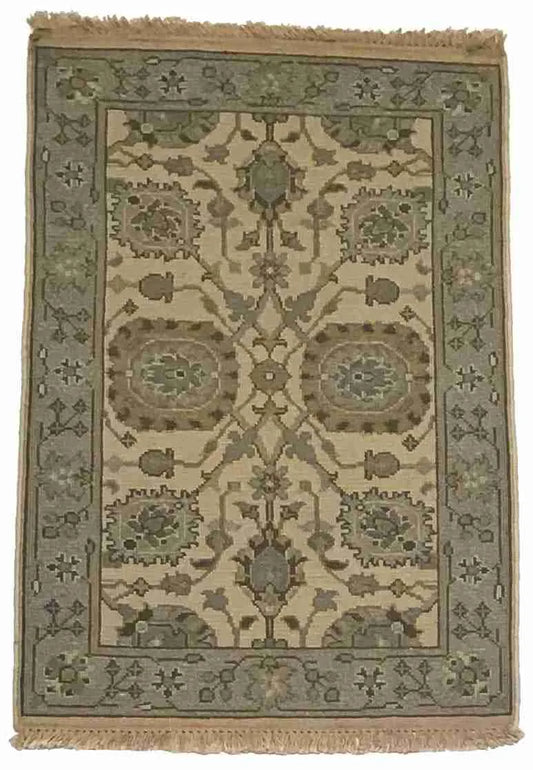 2 x 3 - Mahal Fine/Wool All Over Rectangle - Finest Hand-Knotted Quality Wool — 64574