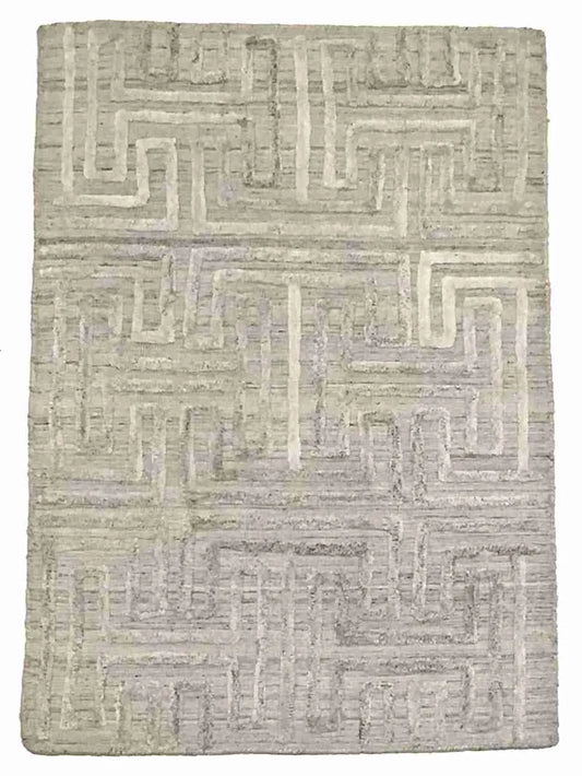 2 x 3 - Modern Silk/Wool All Over Rectangle - Finest Hand-Knotted Quality Wool/Silk — 64627