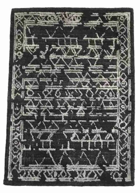 2 x 3 - Modern Silk/Wool All Over Rectangle - Finest Hand-Knotted Quality Wool/Silk — 64632