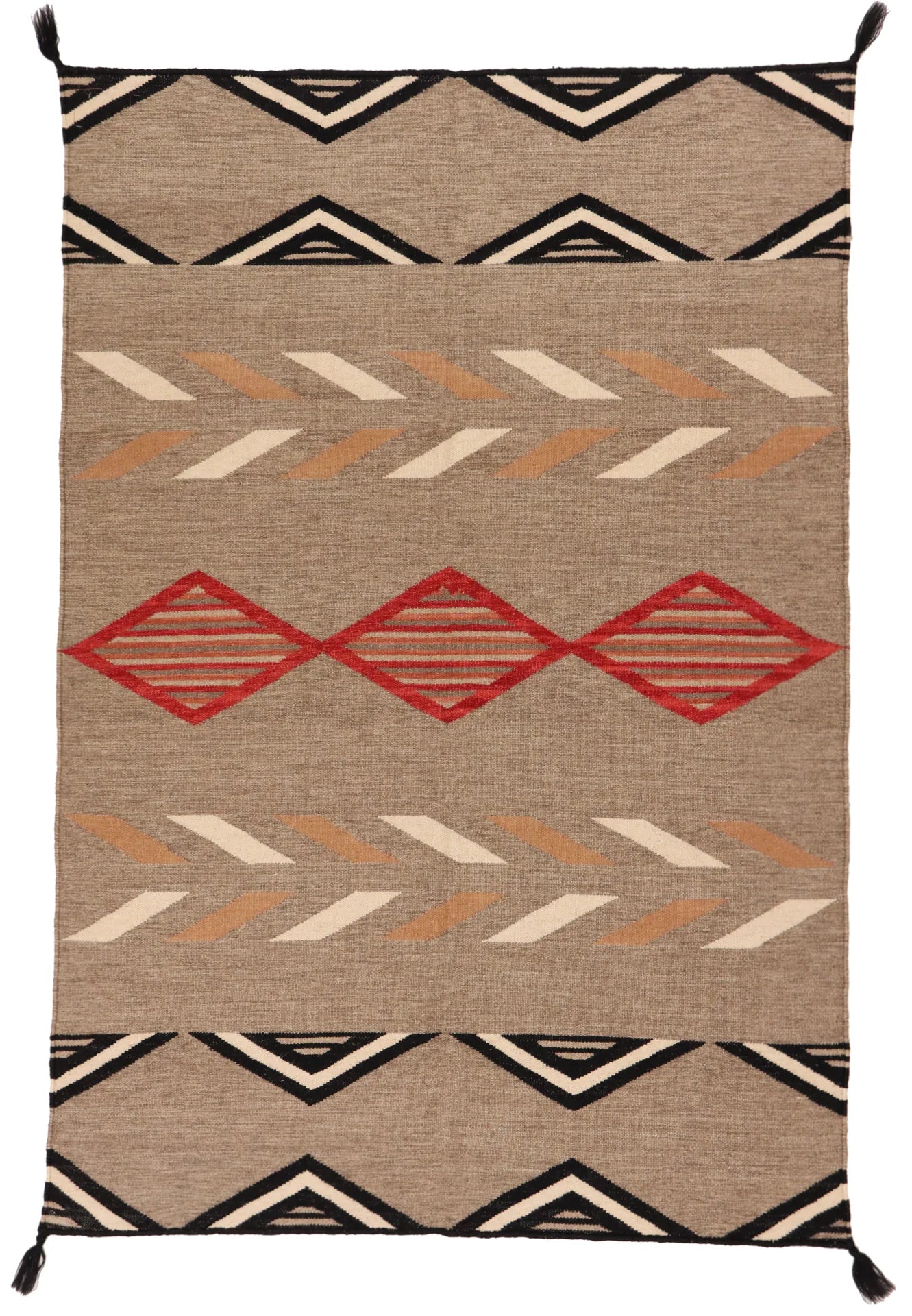 4 x 5.11 - Navajo Wool All Over Rectangle - Finest Hand-Made Quality Wool — 64721