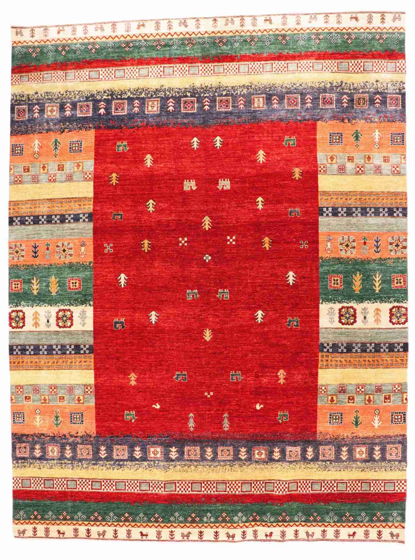 8.11 x 11.11 - Gabbeh Wool Transitional Rectangle - Finest Hand-Knotted Quality Wool — 64933