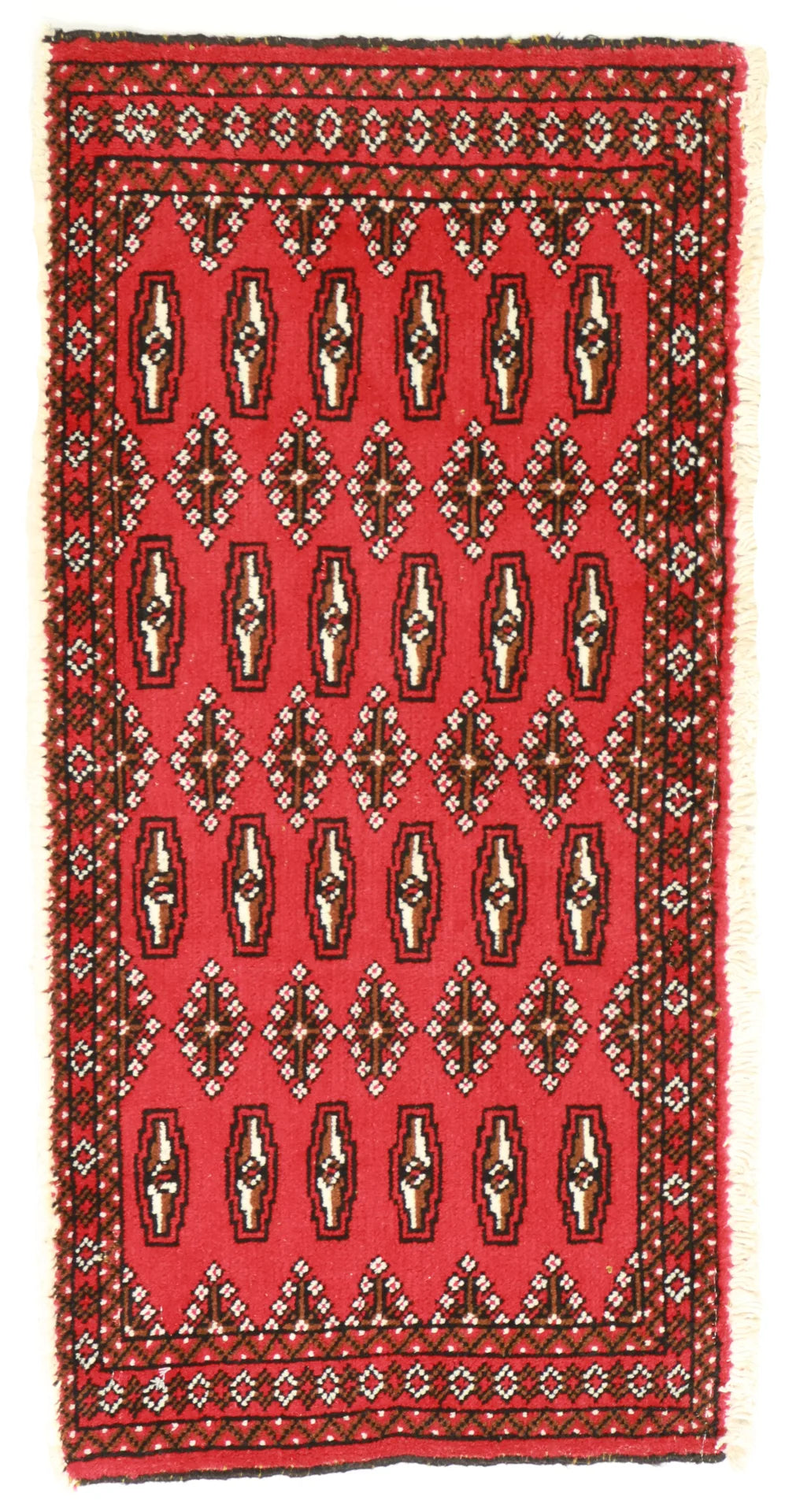1.7 x 3.5 - Tekeh Fine/Wool Geometric Rectangle - Finest Hand-Knotted Quality Wool — 64947