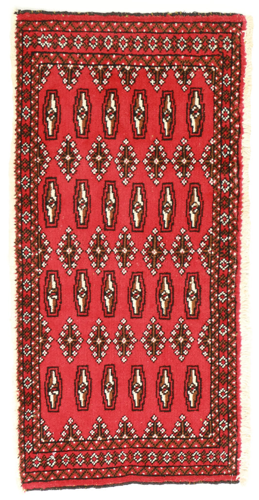 1.7 x 3.5 - Tekeh Fine/Wool Geometric Rectangle - Finest Hand-Knotted Quality Wool — 64947