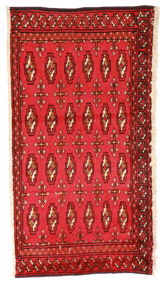 1.6 x 2.11 - Tekeh Fine/Wool Geometric Rectangle - Finest Hand-Knotted Quality Wool — 64966