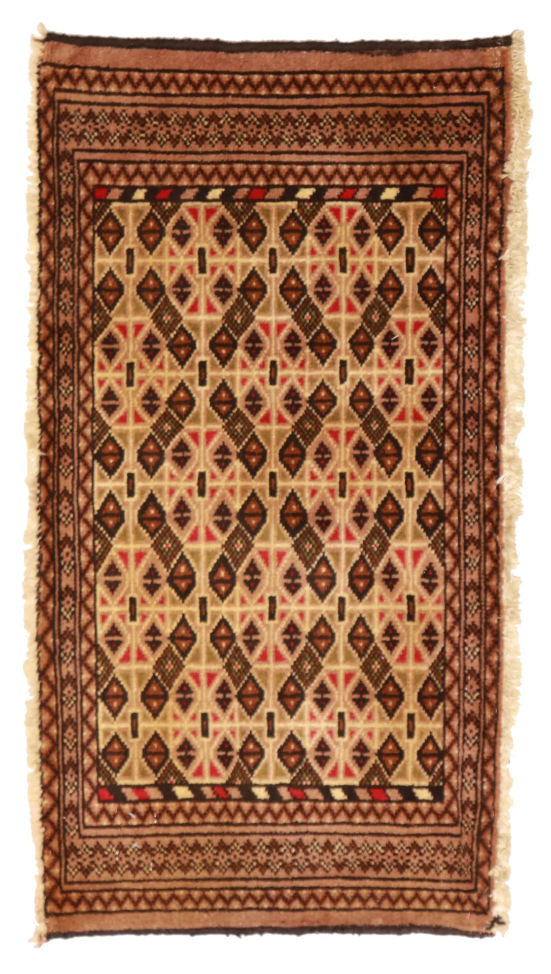 1.8 x 3.3 - Tekeh Fine/Wool Geometric Rectangle - Finest Hand-Knotted Quality Wool — 64971
