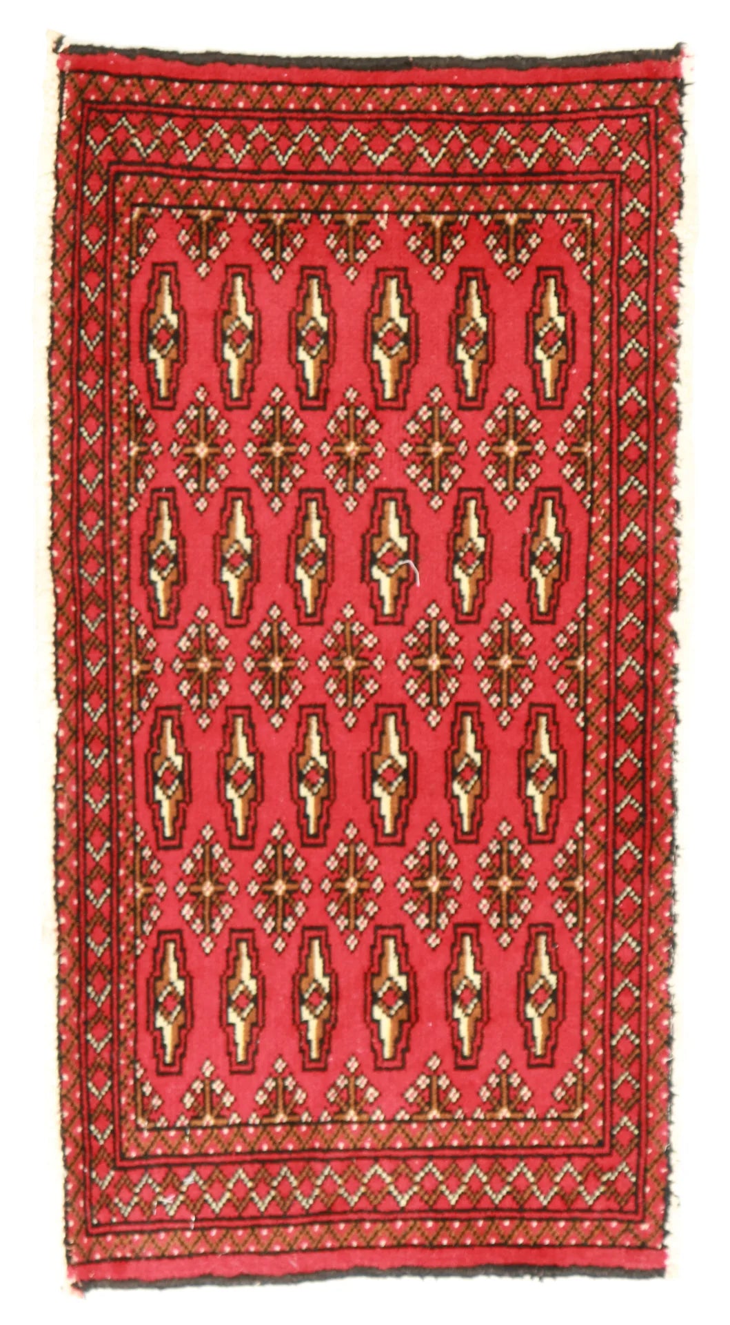 1.8 x 3.2 - Tekeh Fine/Wool Geometric Rectangle - Finest Hand-Knotted Quality Wool — 64973