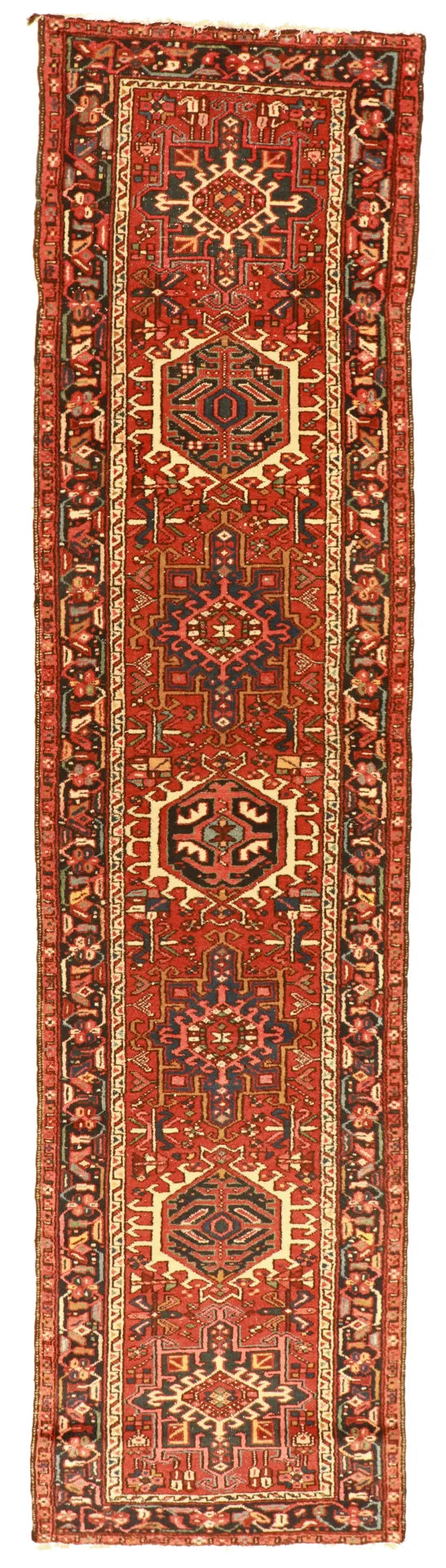 2.8 x 11.2 - Karajeh Wool Geometric Rectangle - Finest Hand-Knotted Quality Wool — 65024