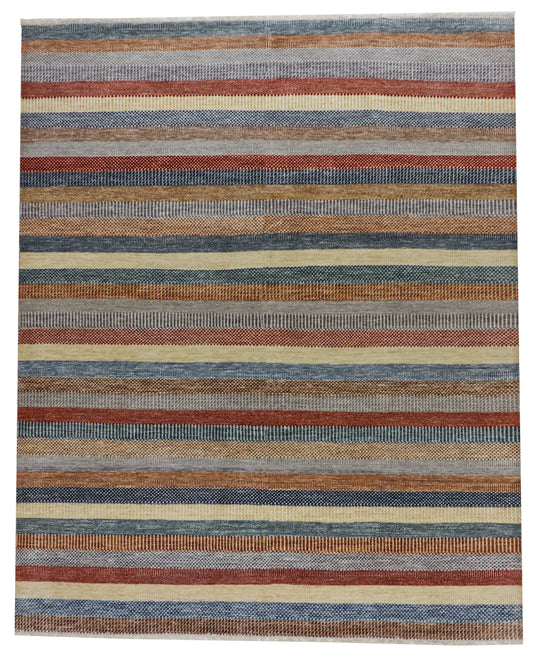W 8.3 - L 10.3 - Modern Wool Contemporary Rectangle - Finest Hand-Knotted Quality Wool - 65187
