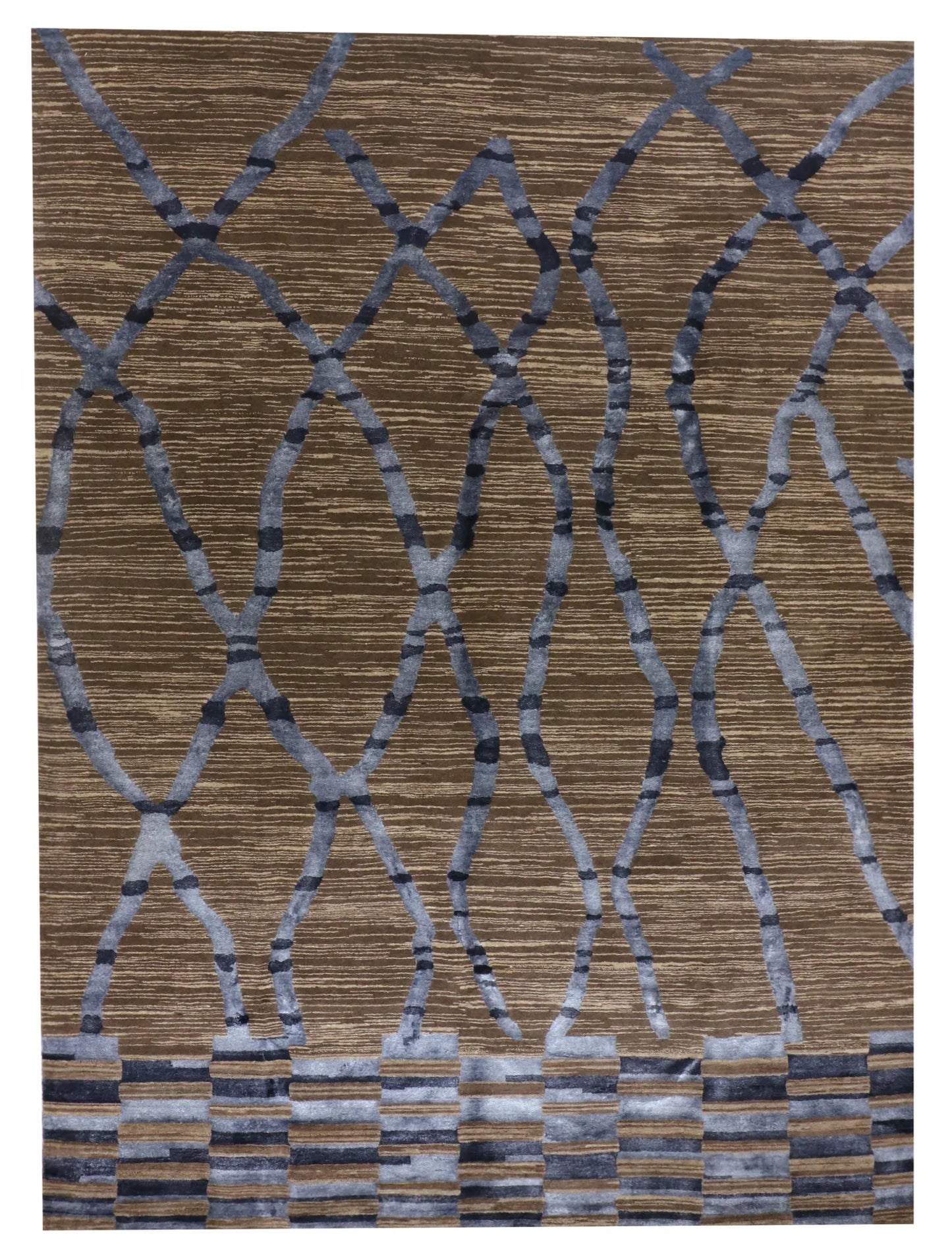 8.9 x 11.11 - Modern Silk/Wool All Over Rectangle - Finest Hand-Knotted Quality Wool — 65205