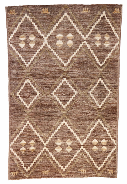 3.1 x 4.10 - Mountain Modern Fine/Wool All Over Rectangle - Finest Hand-Knotted Quality Wool — 65262