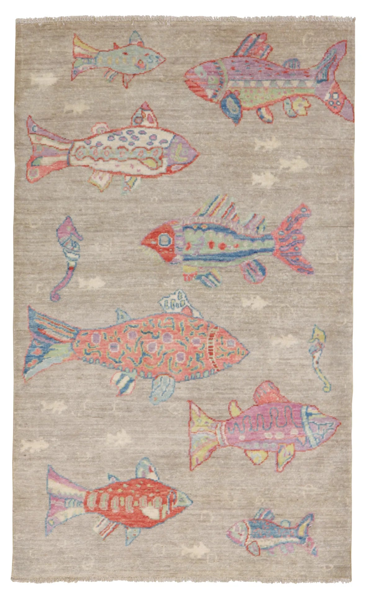 3 x 4.10 - Fish Fine/Wool All Over Rectangle - Finest Hand-Knotted Quality Wool — 65325