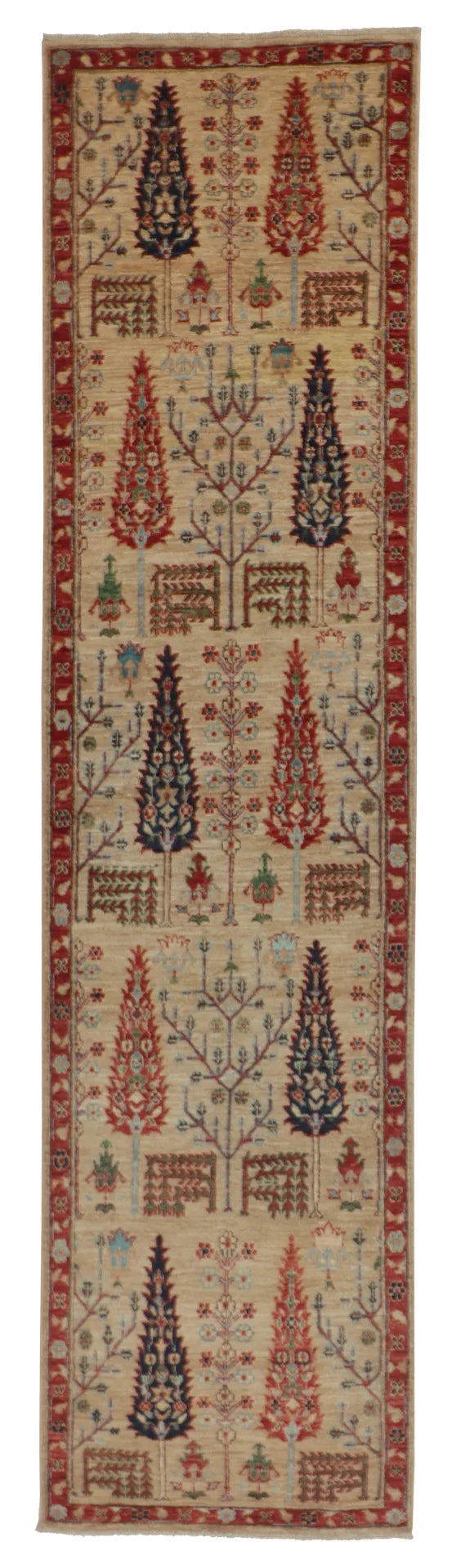 2.6 x 9.10 - Tree of Life Fine All Over Rectangle - Hand Woven Rug — 65378