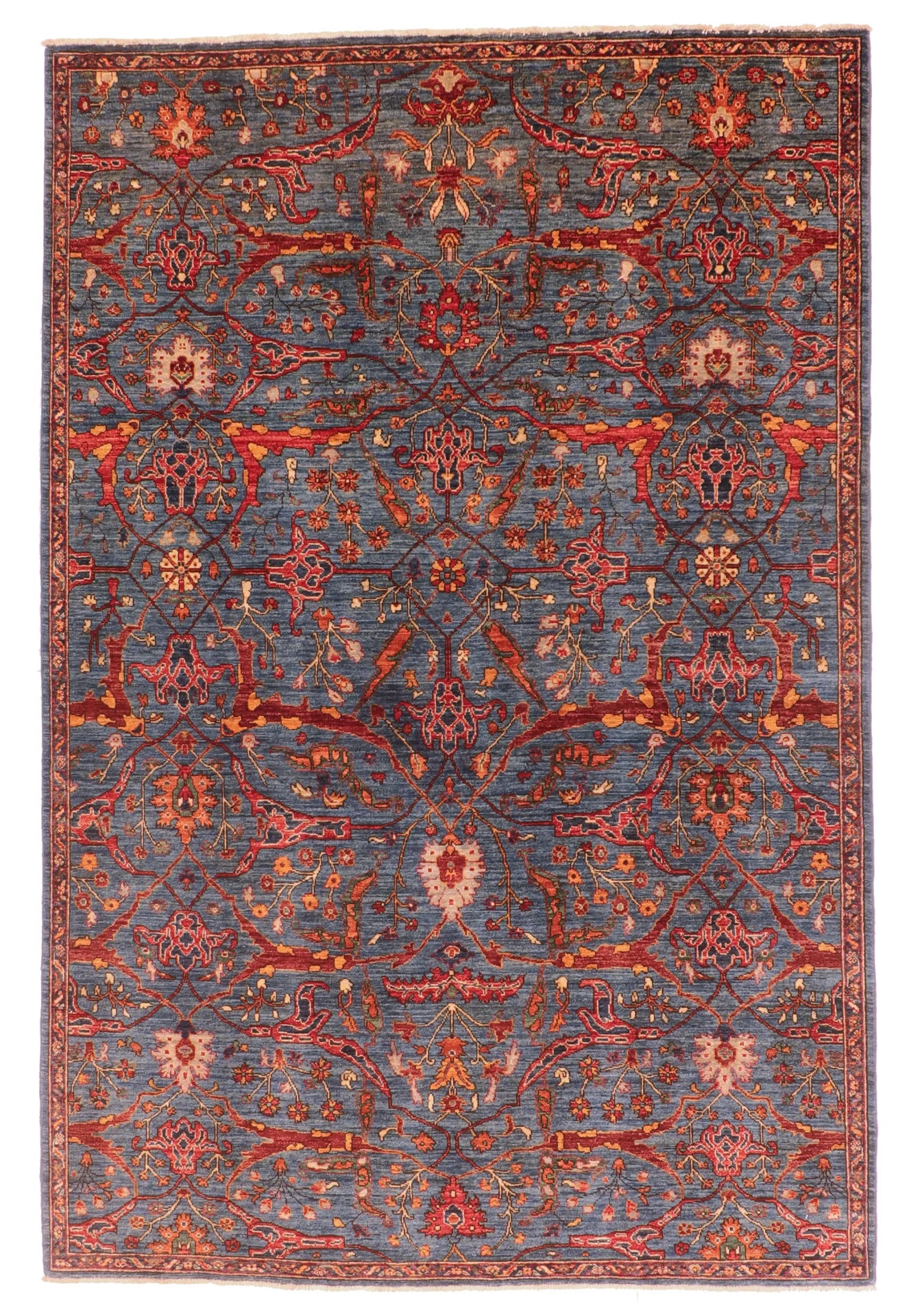 6 x 9 - Sultan Abad Wool Traditional Rectangle - Finest Hand-Knotted Quality Wool — 65386