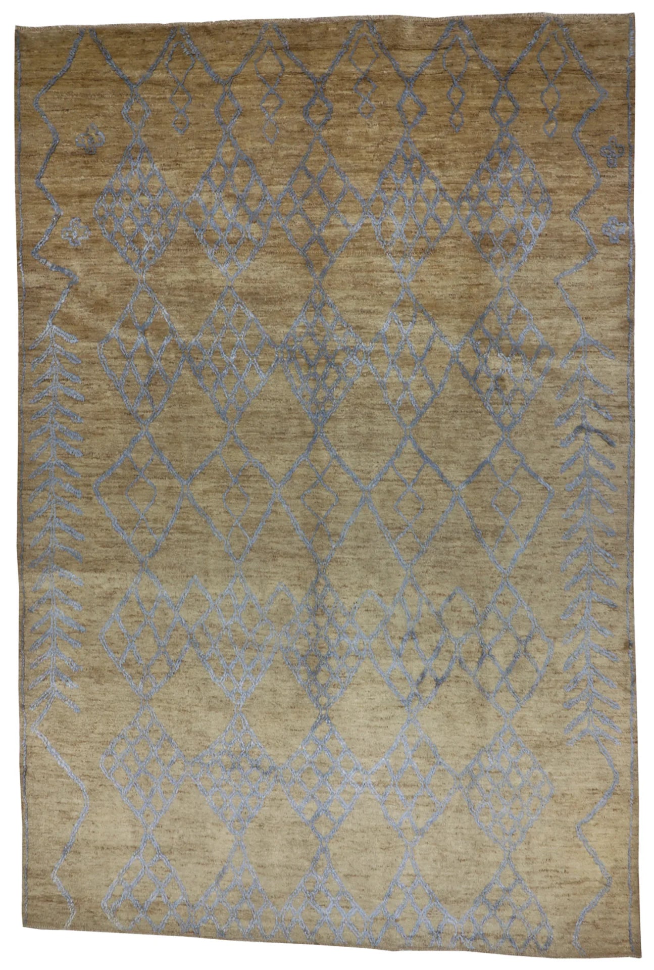 9.8 x 14.2 - Moroccan Wool Contemporary Rectangle - Finest Hand-Knotted Quality Wool — 65534