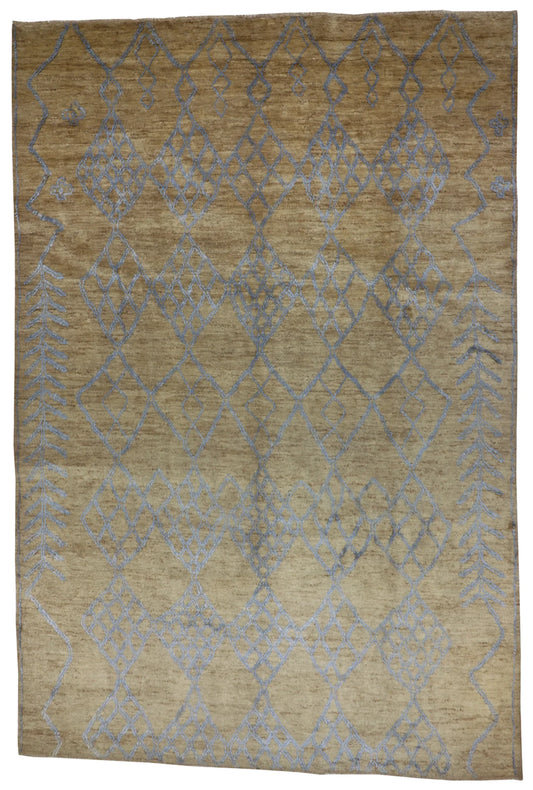 9.8 x 14.2 - Moroccan Wool Contemporary Rectangle - Finest Hand-Knotted Quality Wool — 65534