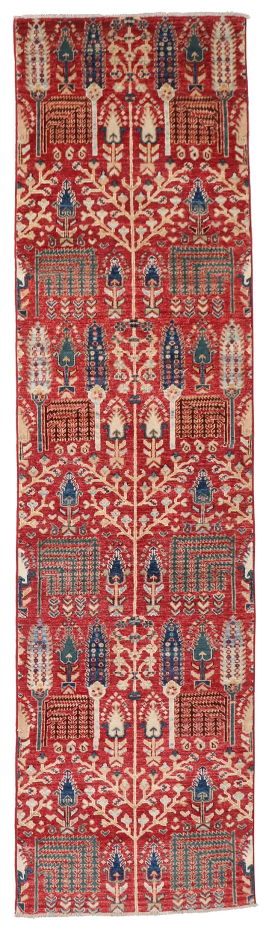 2.7 x 9.8 - Tree of Life Fine/Wool All Over Rectangle - Finest Hand-Knotted Quality Wool — 65572