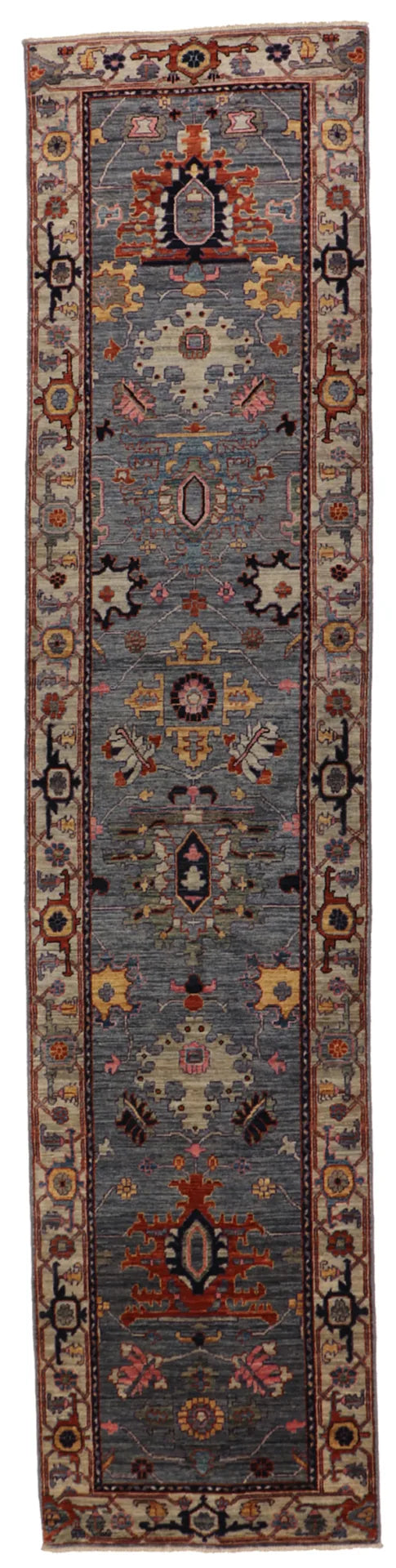 2 x 12.3 - Heriz Wool Geometric Rectangle - Finest Hand-Knotted Quality Wool — 65627