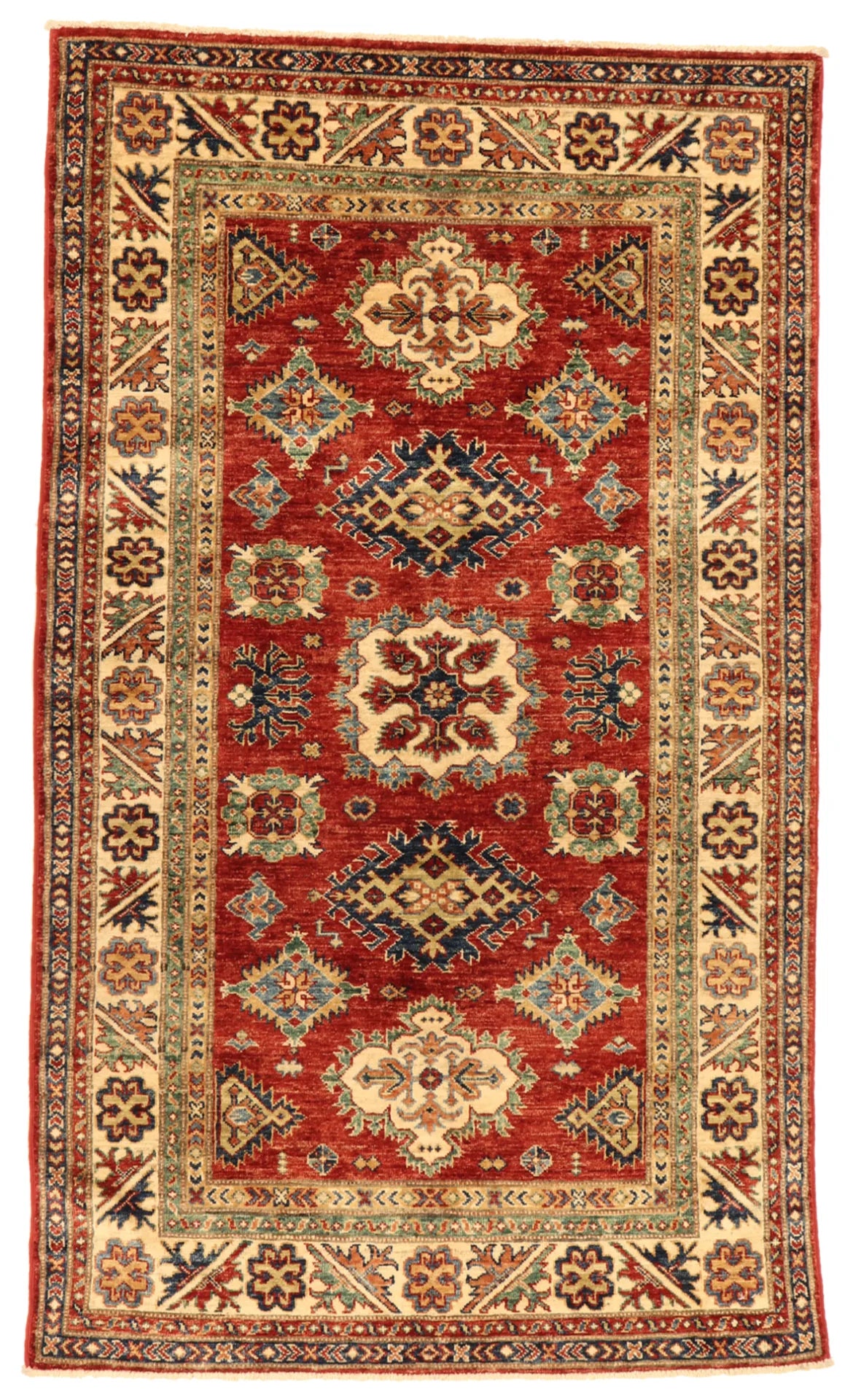 3.10 x 6.6 - Karajeh Wool Traditional Rectangle - Finest Hand-Knotted Quality Wool — 65633