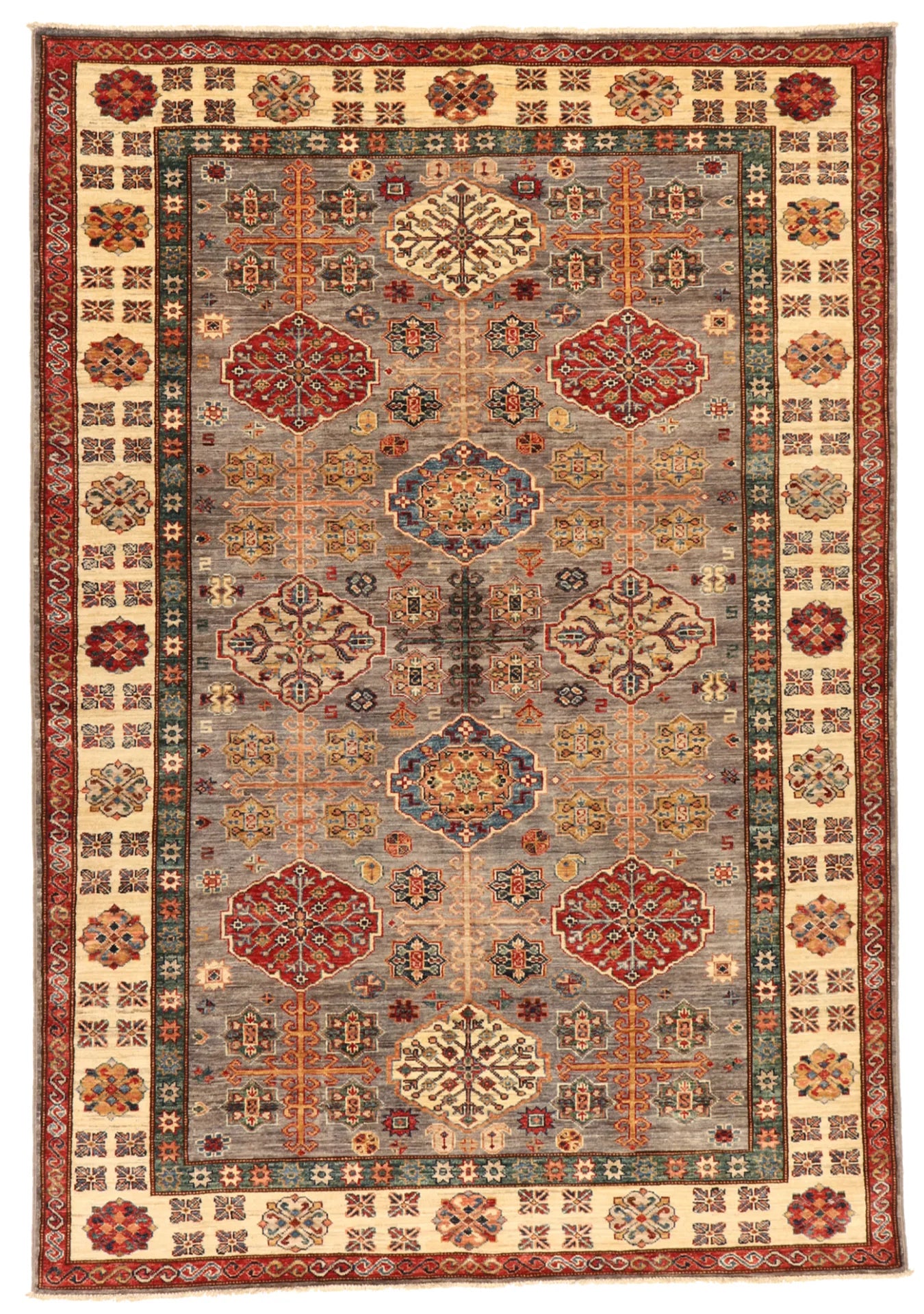 5.5 x 7.10 - Hamadan Wool Transitional Rectangle - Finest Hand-Knotted Quality Wool — 65637