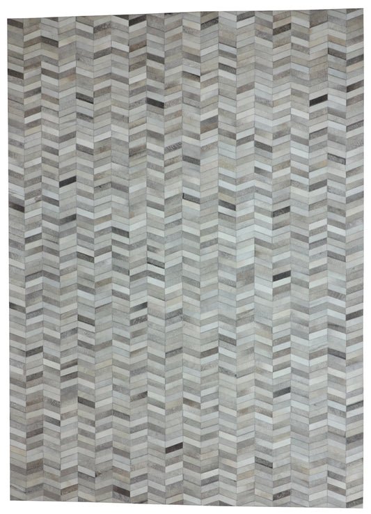 10 x 13.10 - Cowhide Leather Contemporary Rectangle - Finest Hand-Knotted Quality Wool — 65664