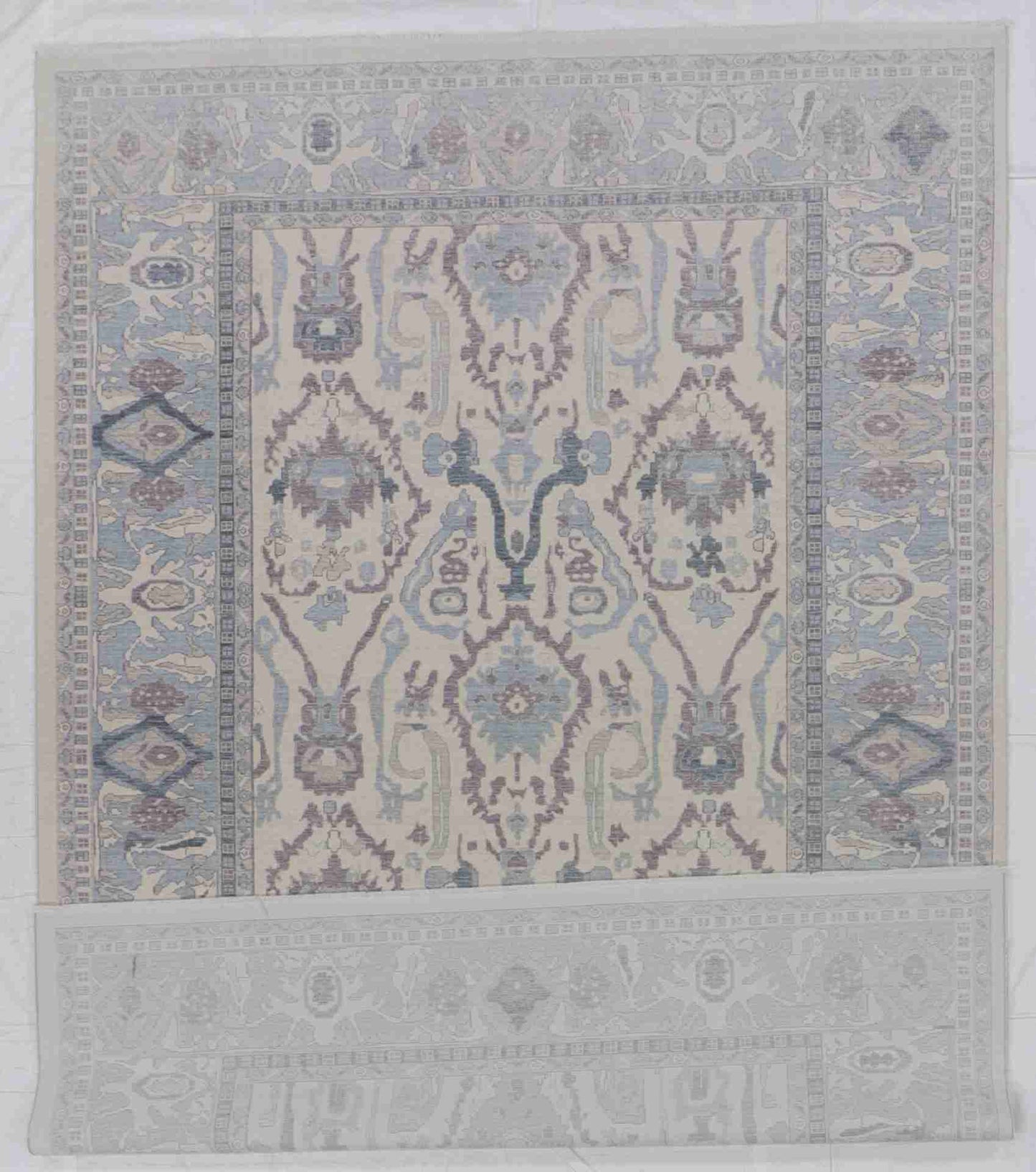 W 8.6 - L 12 - Oushak Wool Transitional Rectangle - Hand Woven Rug - 65741