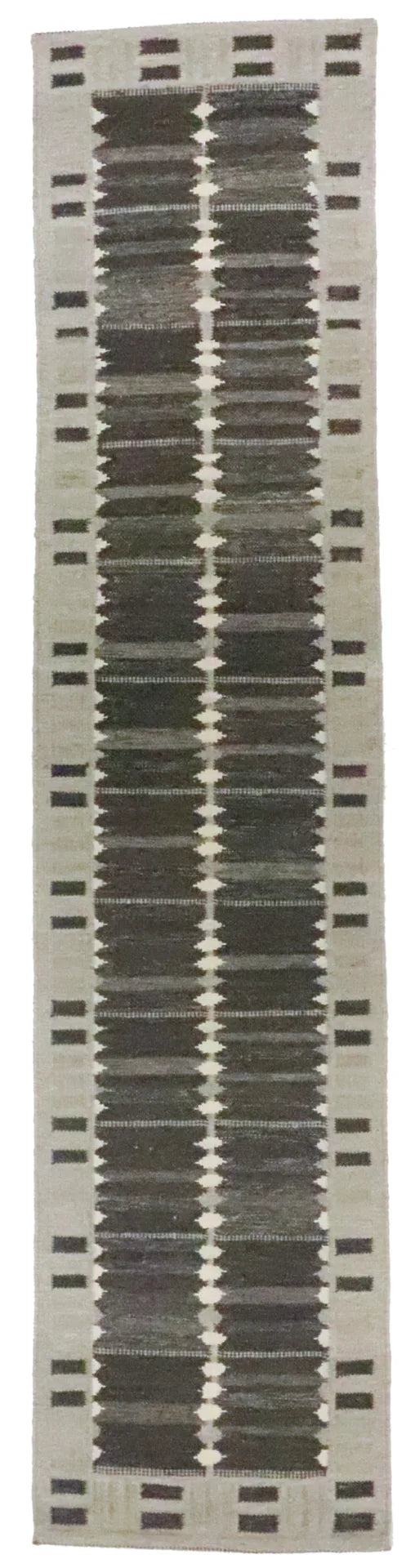 2.7 x 12 - Scandinavian Fine/Wool Kilim Rectangle - Finest Hand-Made Quality Wool — 65929
