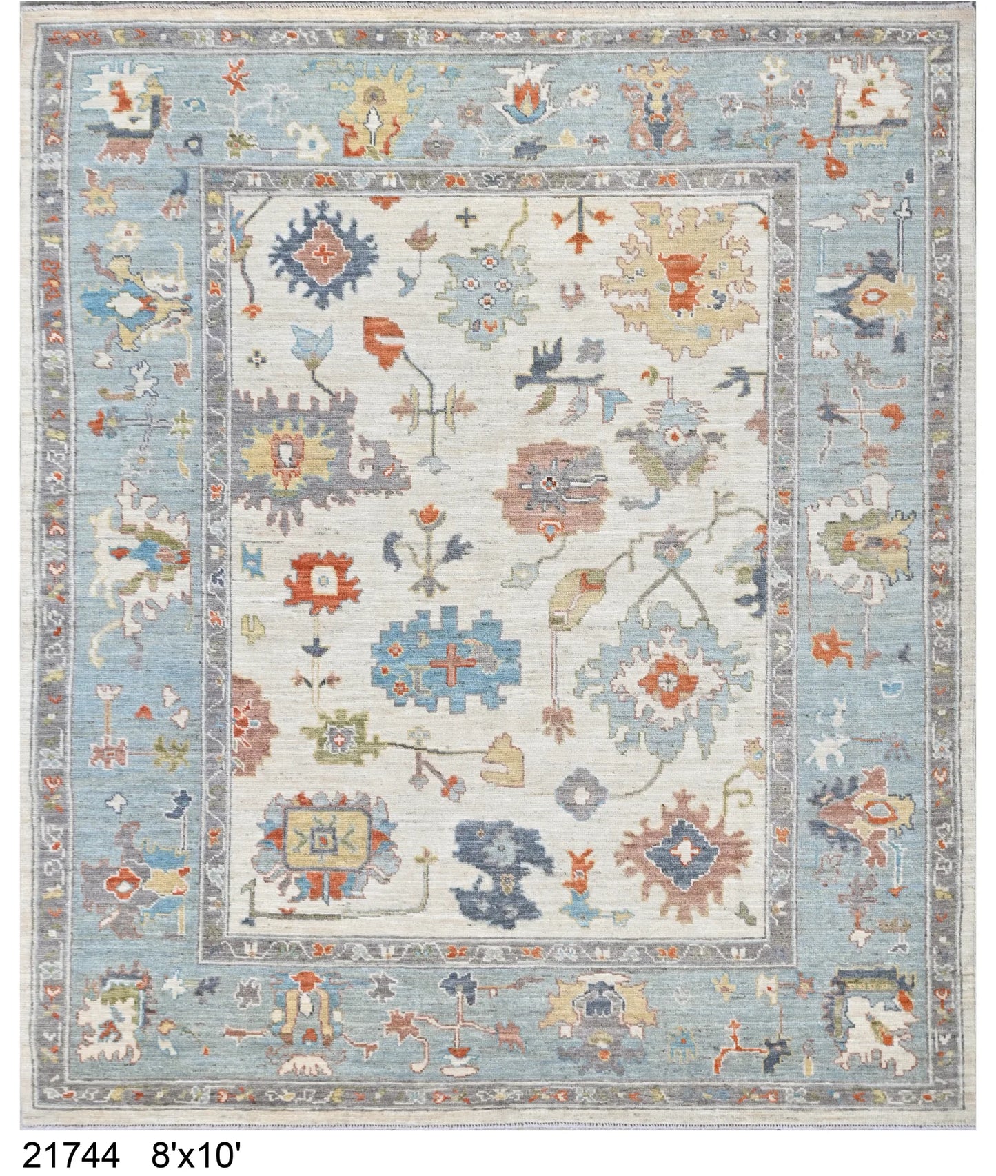 8 x 9.9 - Oushak Wool Transitional Rectangle - Finest Hand-Knotted Quality Wool — 66006